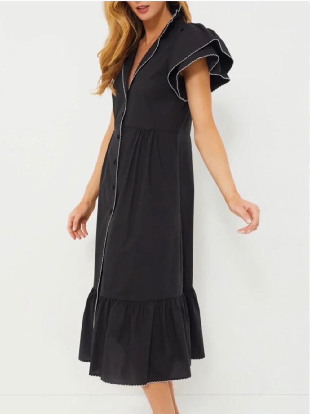 NWT: Tuckernuck Women’s Black Alice Midi Dress in US Size M.